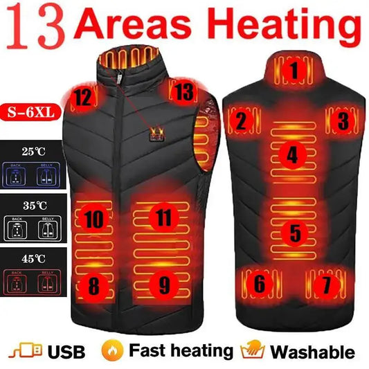 Usb Heating Vest 17/13/9 Areas Electric Heated Jacket Down Jacket Men Women Bodywarmer Usb Inner Heat Vest Veste Chauffante