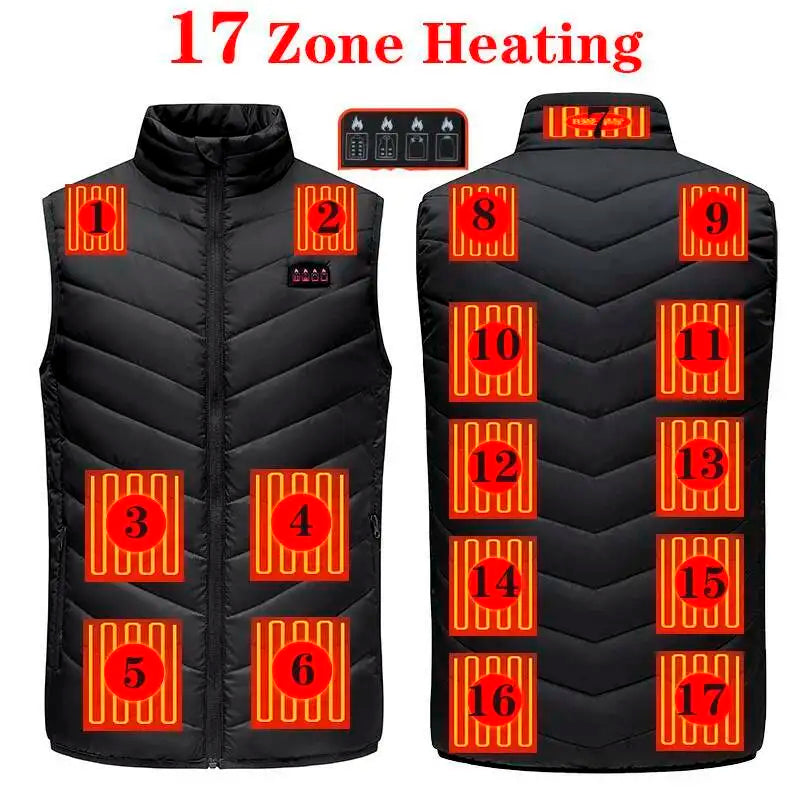 Usb Heating Vest 17/13/9 Areas Electric Heated Jacket Down Jacket Men Women Bodywarmer Usb Inner Heat Vest Veste Chauffante