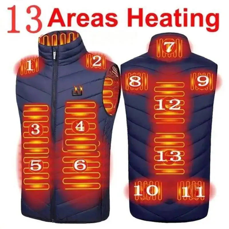 Usb Heated Jacket 17/13/9 Areas Heated Vest Electric Heated Vest Men Women Down Jacket Bodywarmer Heat Vest Veste Chauffante