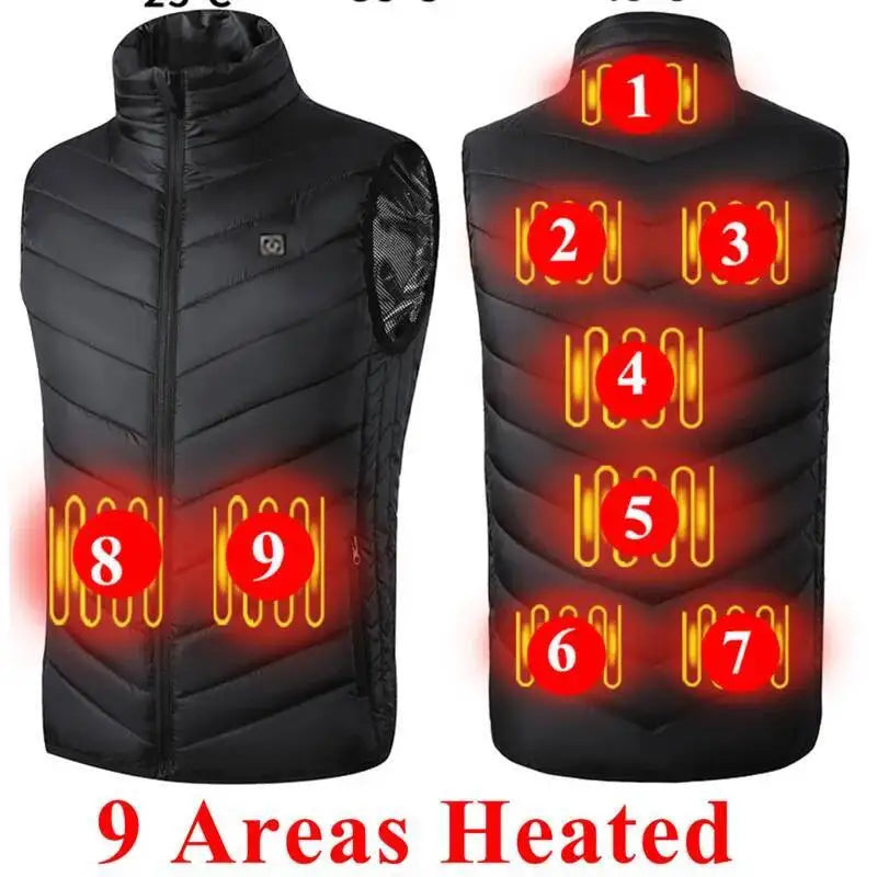 9 Areas Heated Vest Electric Down Jacket Usb Heated Jacket Bodywarmer Winter Heated Vest Sportswear Chauffante Heated Vest Veste