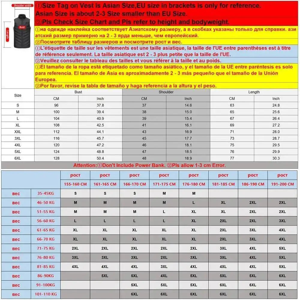 9 Areas Heated Vest Electric Down Jacket Usb Heated Jacket Bodywarmer Winter Heated Vest Sportswear Chauffante Heated Vest Veste