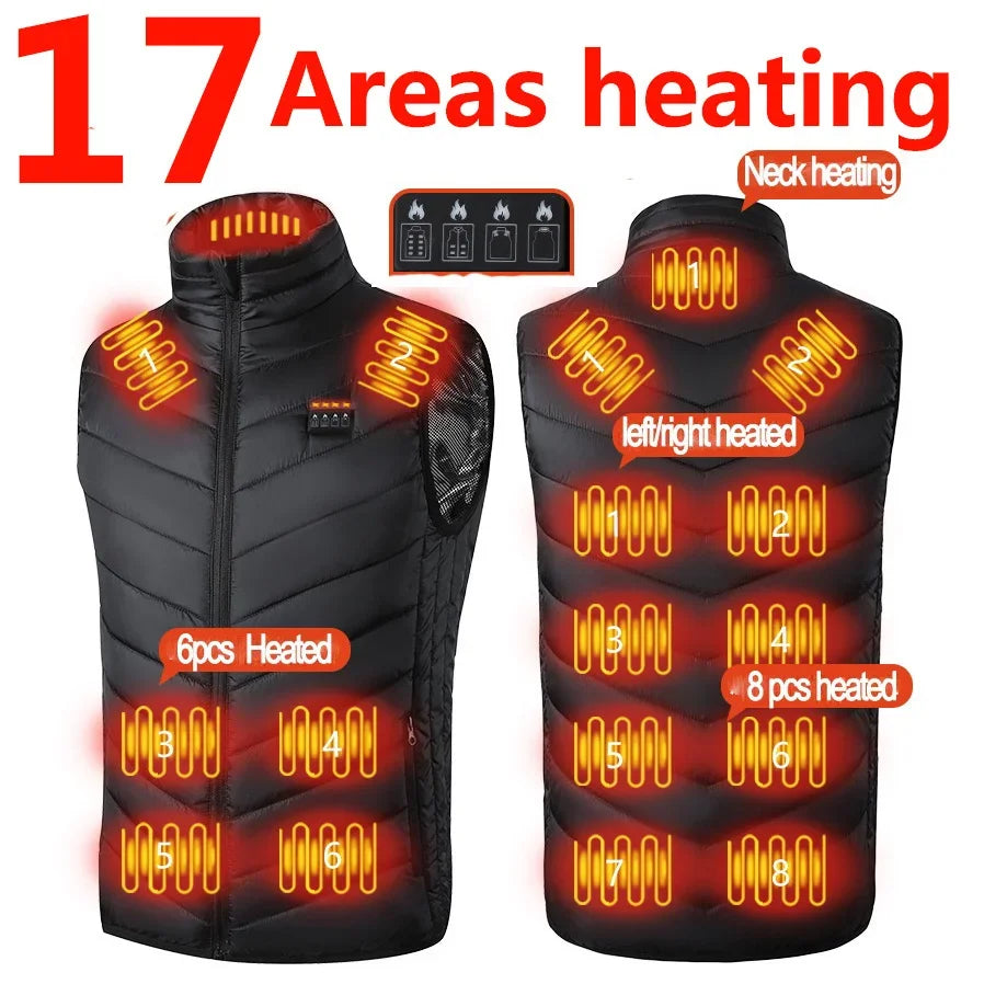 17 Areas Electric Heated Vest Usb  Heating Vest Heated Jacket Men Women Heated Bodywarmer Usb Inner Heat Vest Veste Chauffante