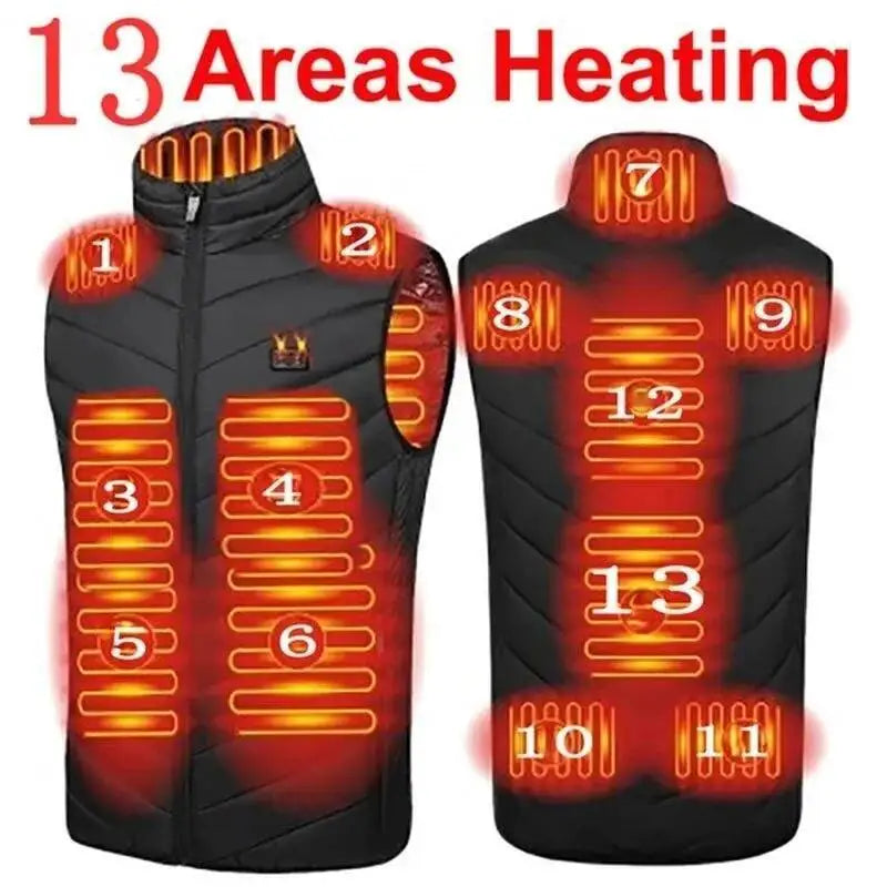 Usb Heating Vest 17/13/9 Areas Electric Heated Jacket Down Jacket Men Women Bodywarmer Usb Inner Heat Vest Veste Chauffante