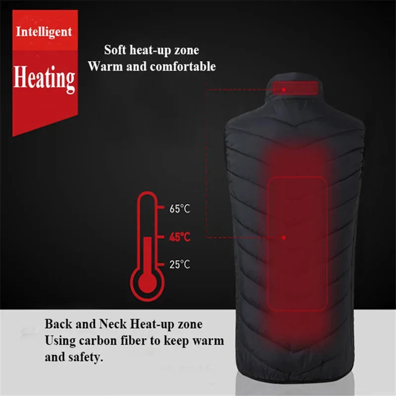 Winter Electric Heated Vest Men Women Heating Vest Thermal Warm Clothes Heated Jacket Veste Chauffante Homme Usb Inner Heat Vest