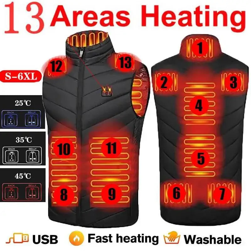 Usb Heating Vest 17/13/9 Areas Electric Heated Jacket Down Jacket Men Women Bodywarmer Usb Inner Heat Vest Veste Chauffante