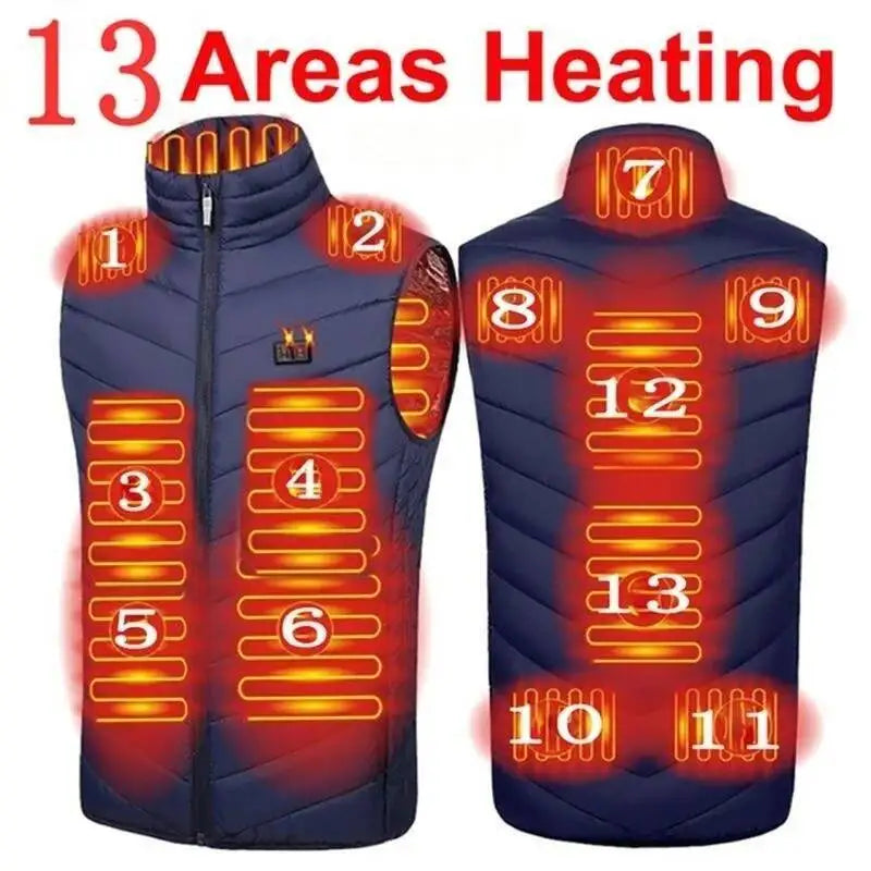 Usb Heating Vest 17/13/9 Areas Electric Heated Jacket Down Jacket Men Women Bodywarmer Usb Inner Heat Vest Veste Chauffante