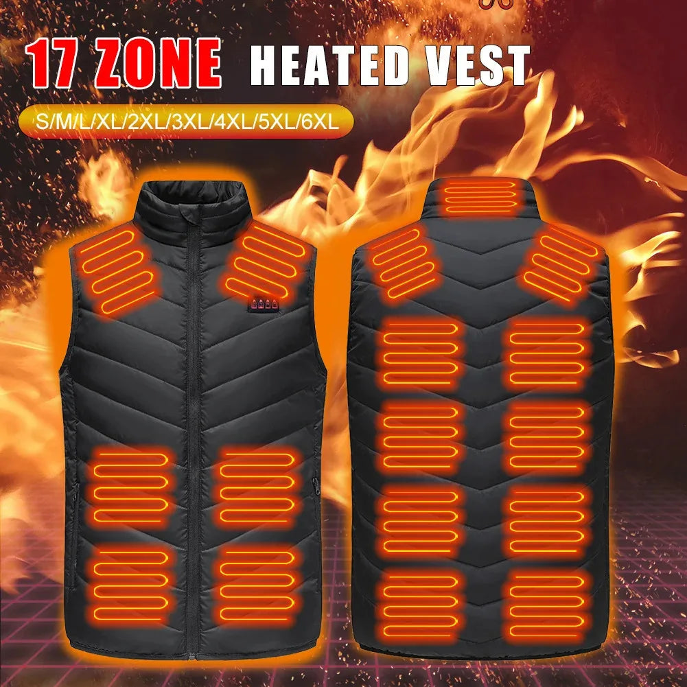 Usb Heating Vest 17/13/9 Areas Electric Heated Jacket Down Jacket Men Women Bodywarmer Usb Inner Heat Vest Veste Chauffante