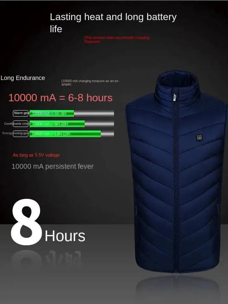 9 Areas Heated Vest Electric Down Jacket Usb Heated Jacket Bodywarmer Winter Heated Vest Sportswear Chauffante Heated Vest Veste